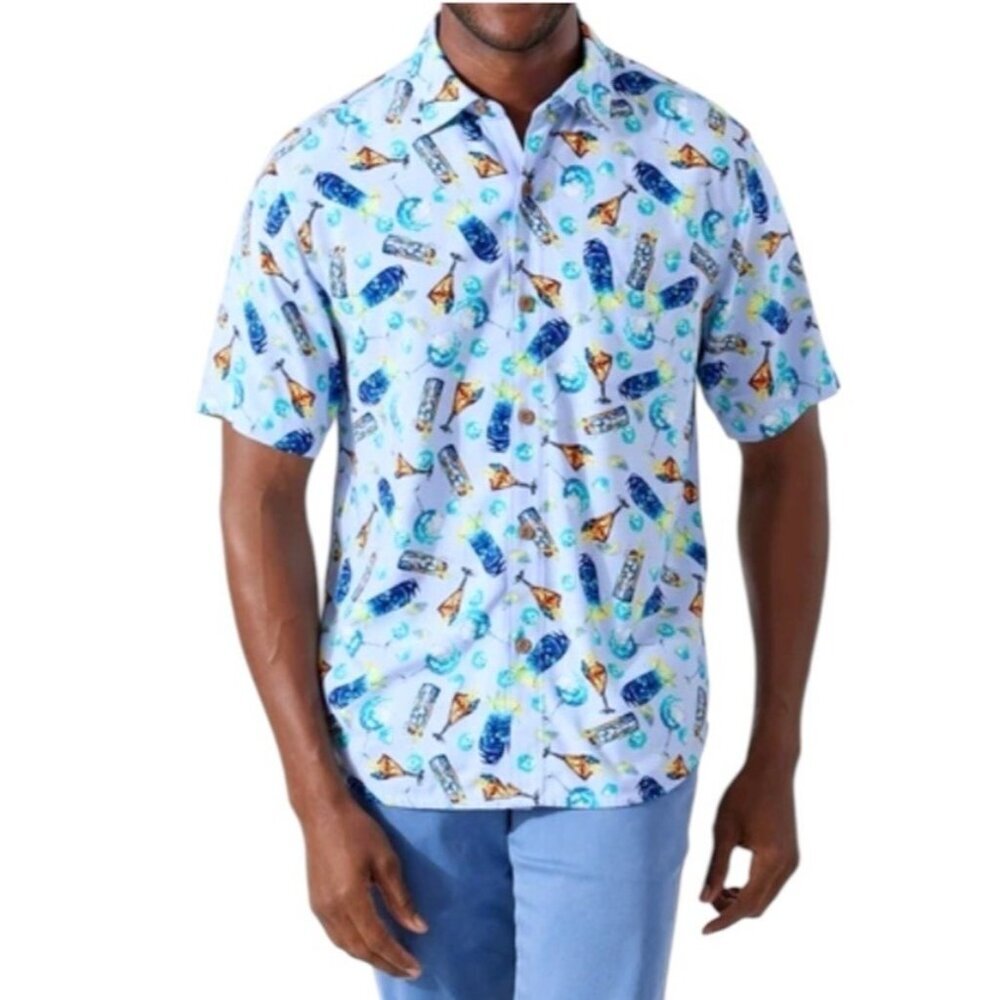 Tommy Bahama Veracruz Cay Chilled Spilled Short Sleeve Hawaiian Shirt Medium